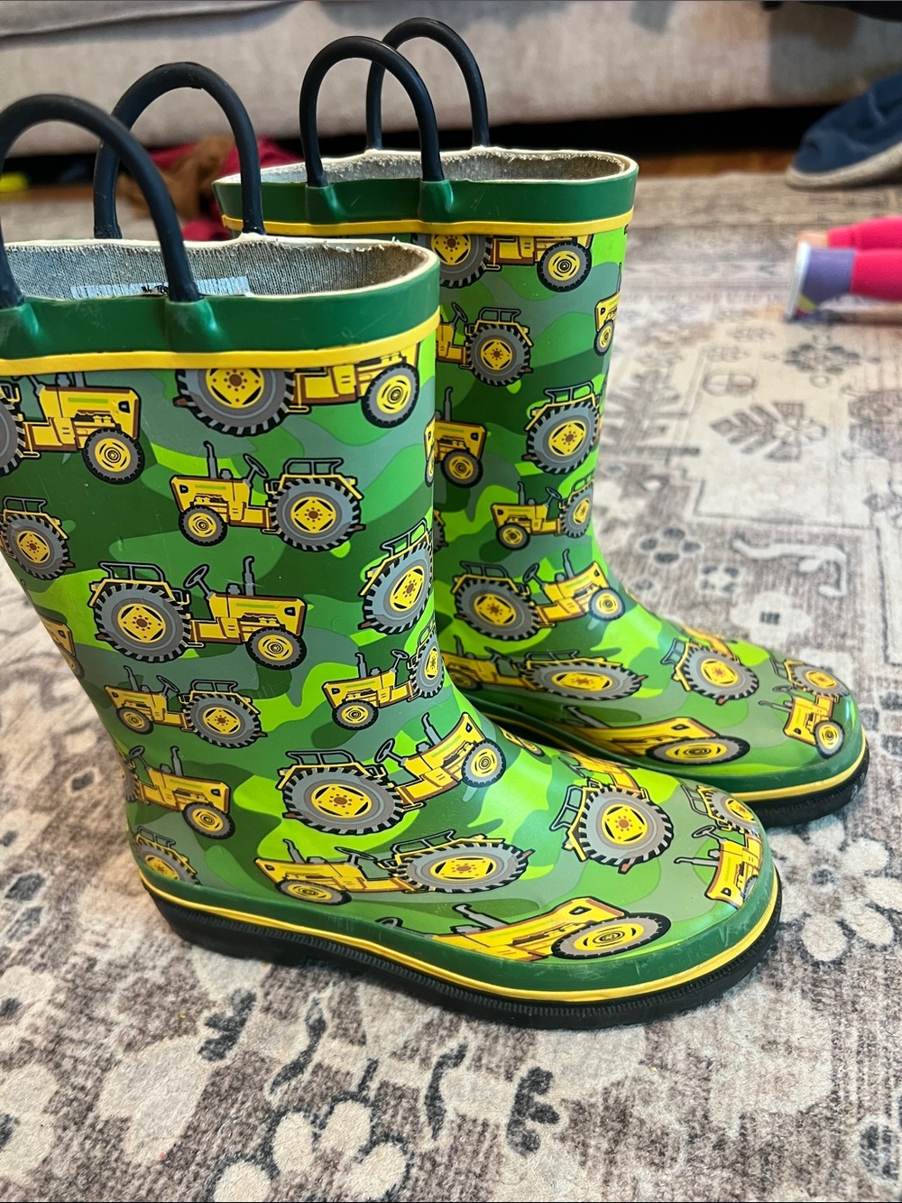 Western Chief Kids Green & Yellow Tractor Rain Boots
